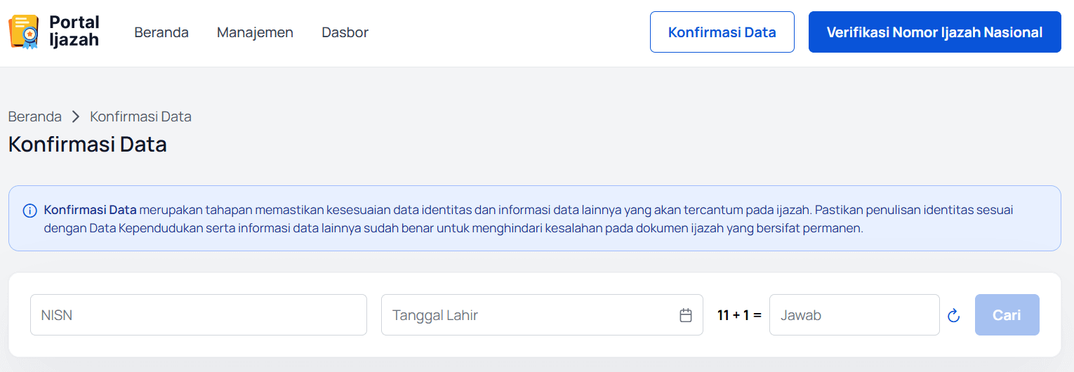 Cara Konfirmasi Data sebelum diterbitkan E-Ijazah lewat Portal Ijazah