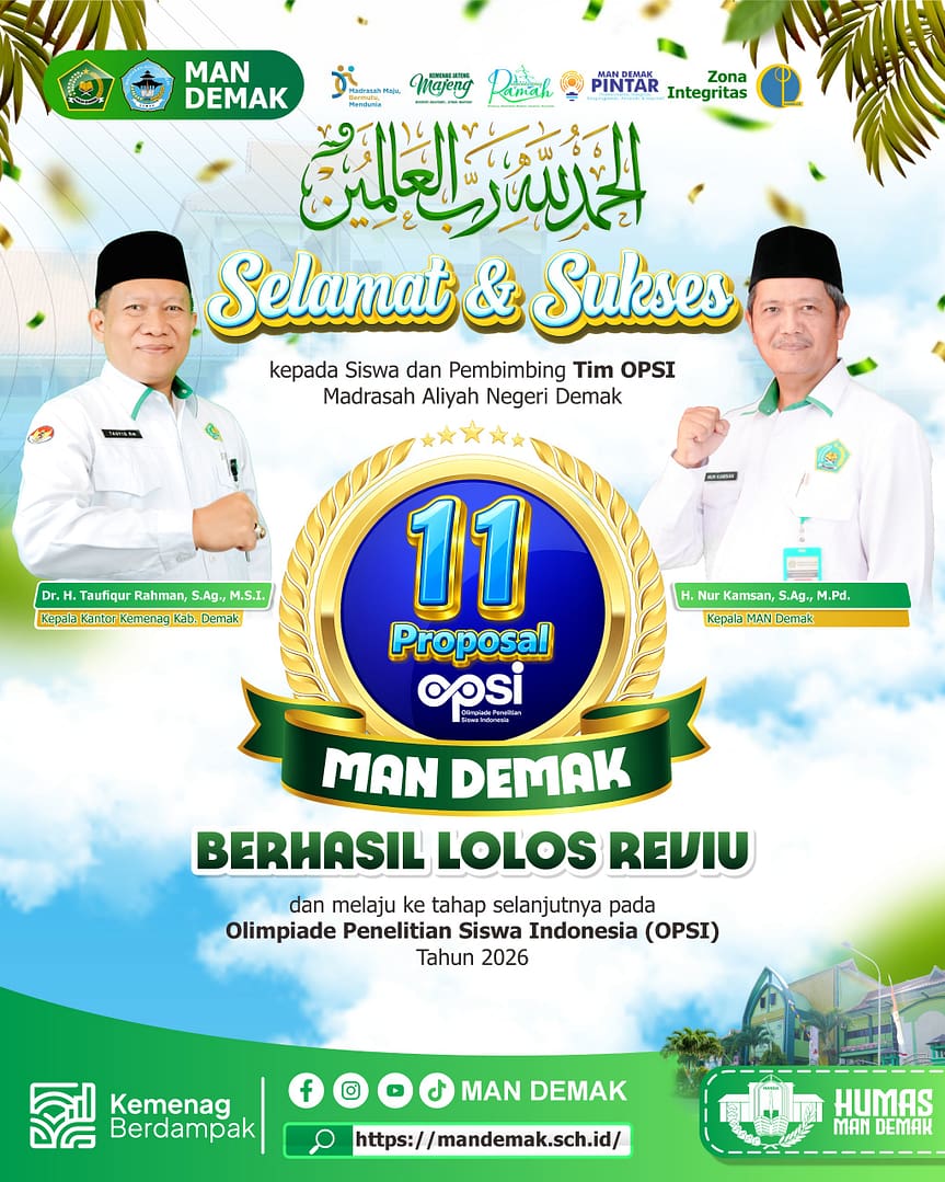 MAN Demak Sampaikan Selamat & Sukses kepada Tim OPSI 2026